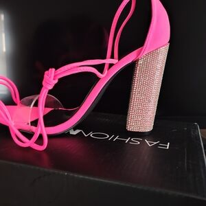 Vibrant Pink Rhinestone Heels